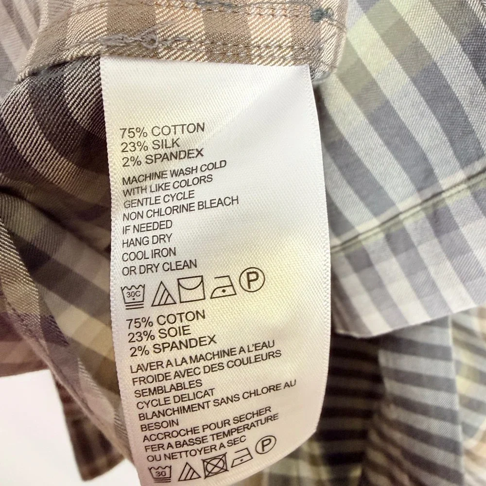 Tommy Bahama‎ Mens Large Long Sleeve Button Up Shirt Cotton Silk Blend Striped